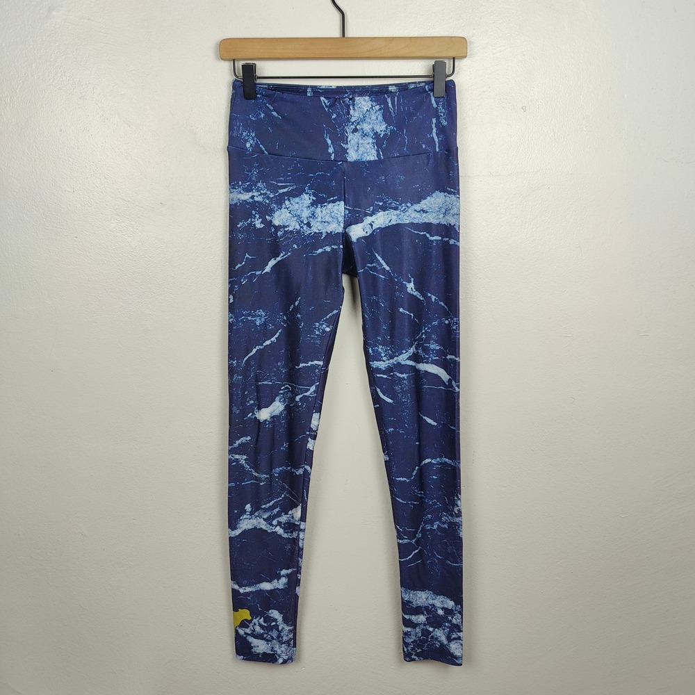 Goldsheep Leggings‎ Womens Small Blue Marble Print High Waist Yoga Lounge Summer